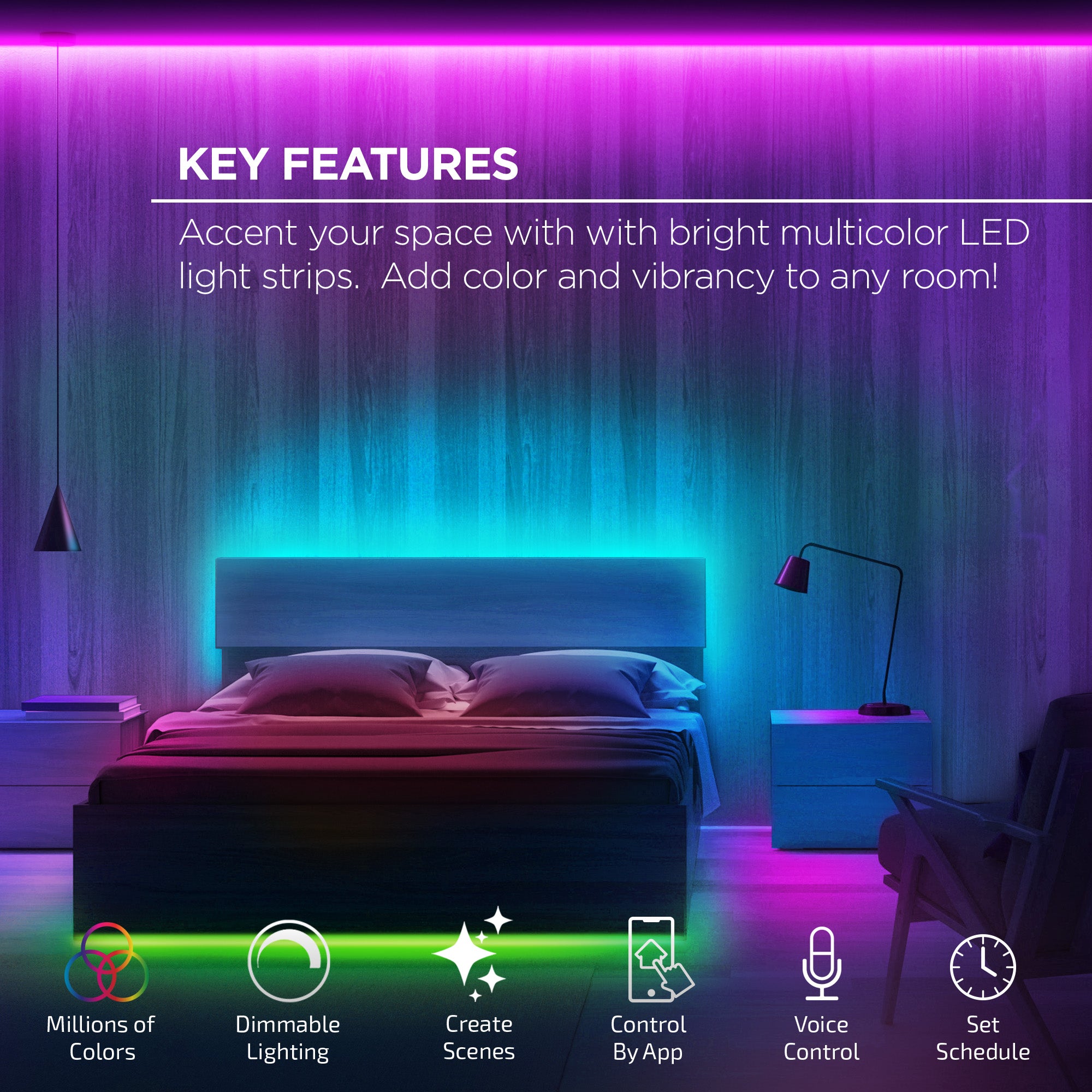Smart Strip Lights: Customizable Colors, Voice Control | Merkury ...