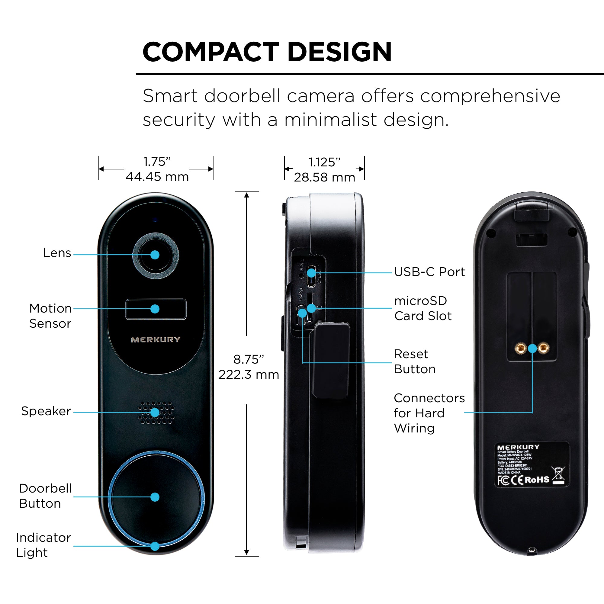 Smart Doorbell Camera, 1080p - Main Image