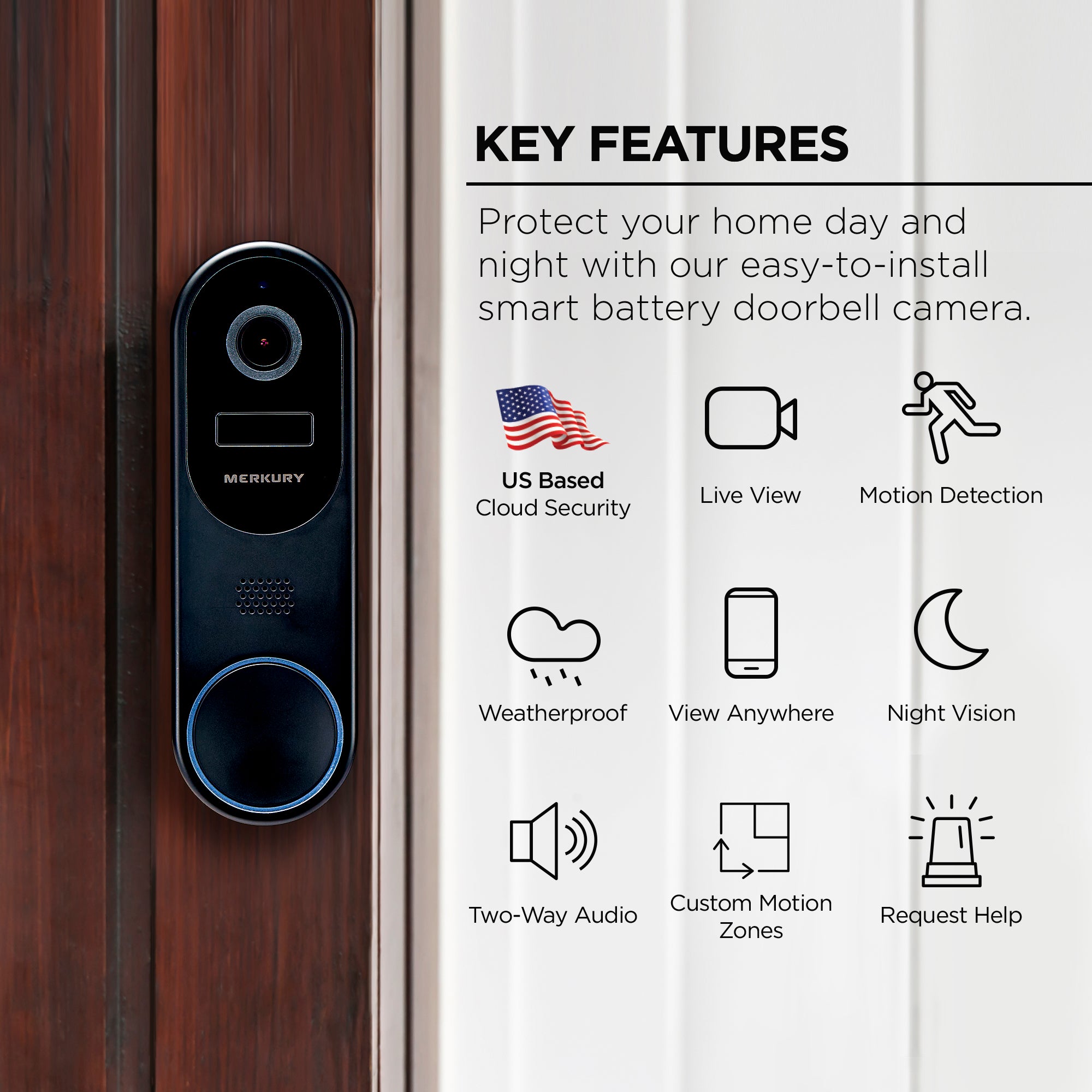 Smart Doorbell Camera, 1080p – Merkury Smart - Main Image