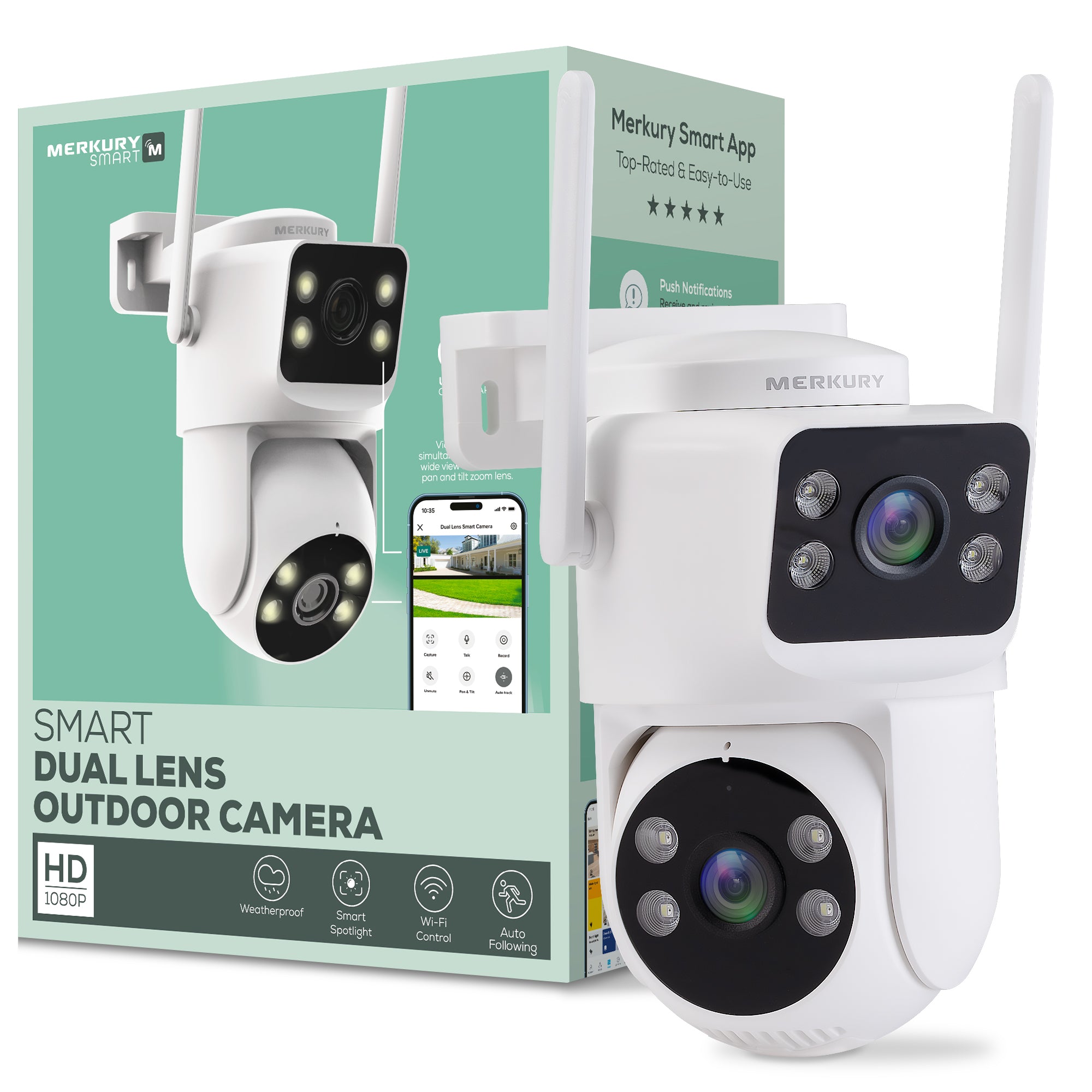 Dual Lens 1080P Outdoor PTZ Cam (Plug-in) – Merkury Smart