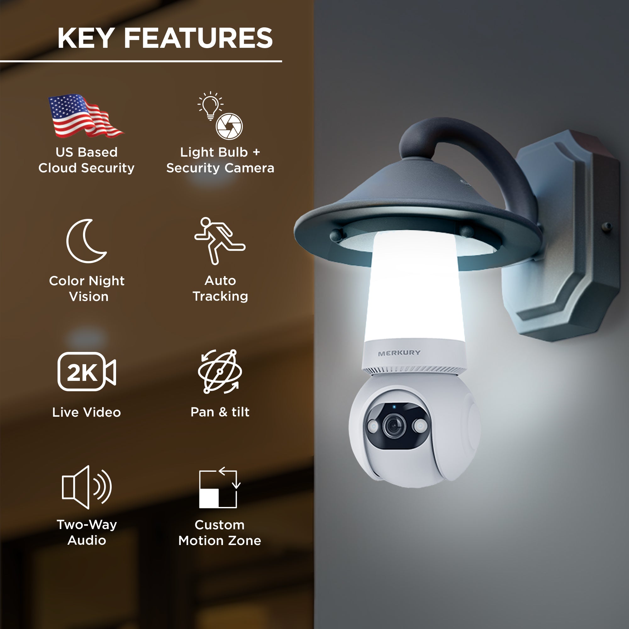 Merkury Smart 2K Light Bulb Security Camera