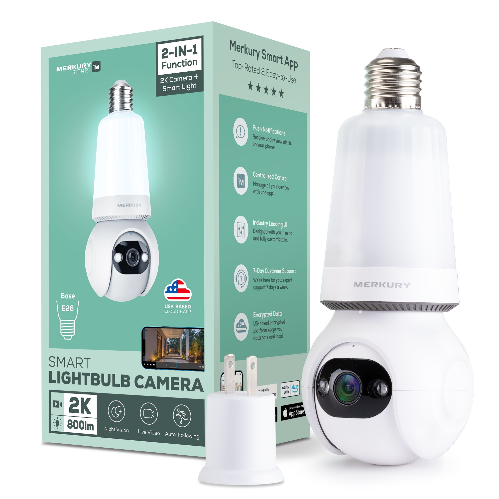 Merkury Smart 2K Light Bulb Security Camera