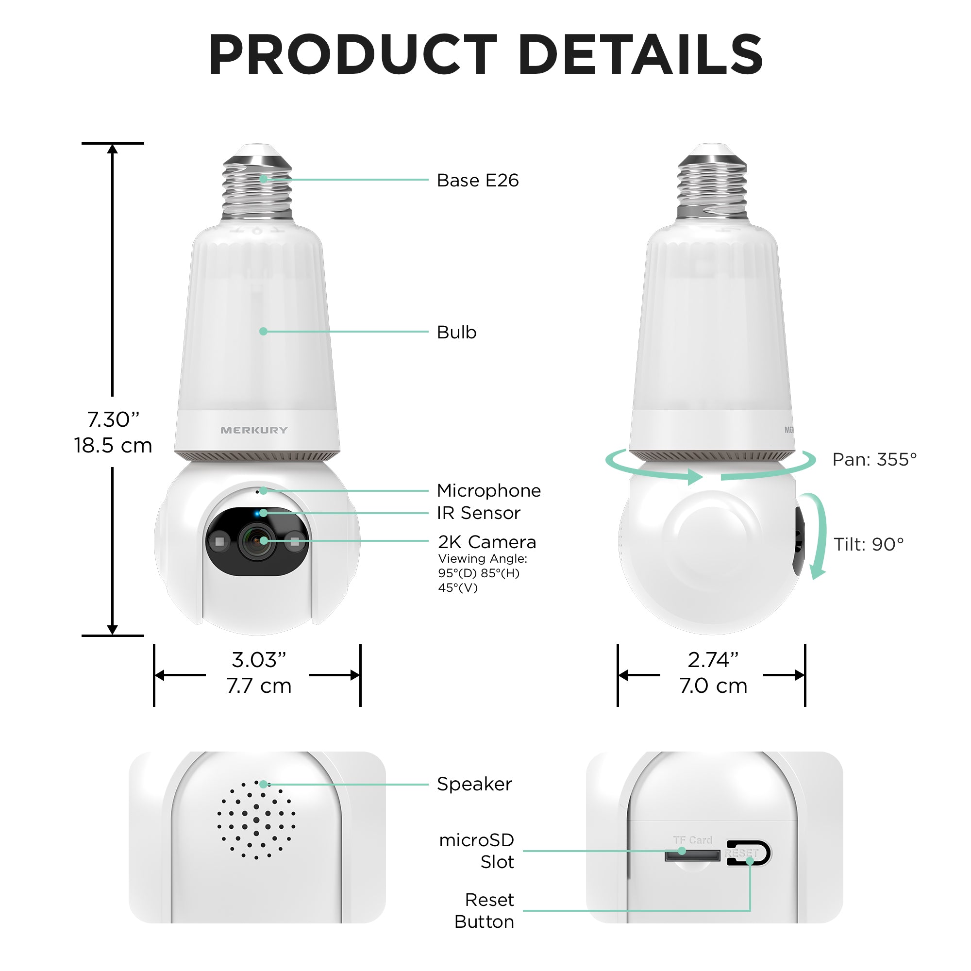 Merkury Smart 2K Light Bulb Security Camera