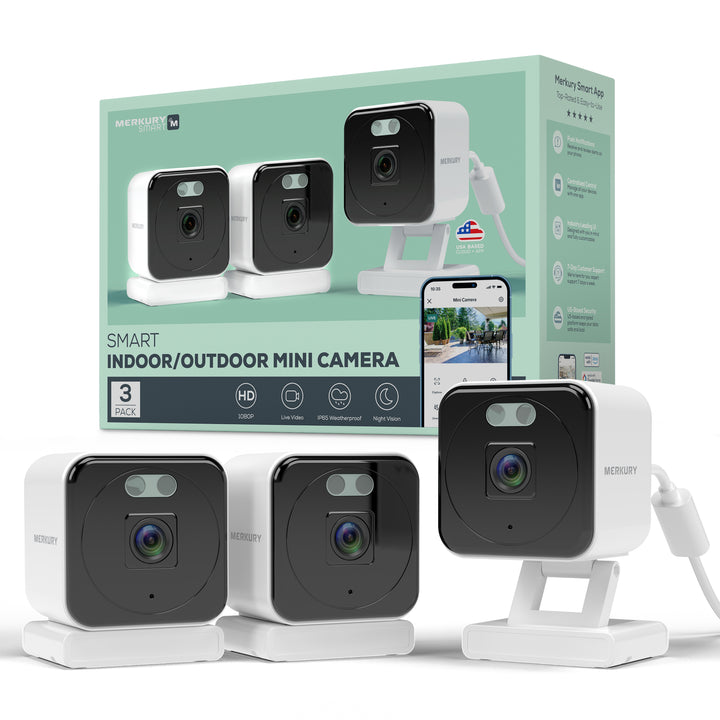 Merkury Smart Mini Outdoor Camera (3-Pack)